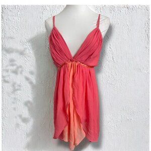 Fairycore Tropical Chiffon Mini Dress Sunset Sorbet Layers y2k lingerie babydoll